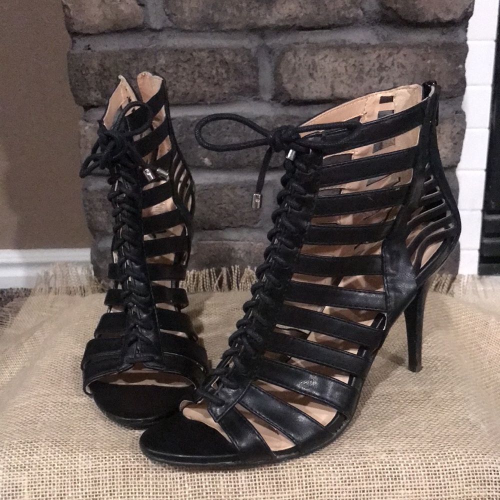 Nine West Black Stiletto Strappy Sandals 7.5 - Picture 8 of 16